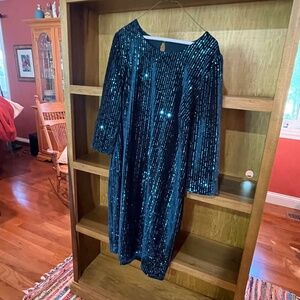 Teal Sequined Lane Bryant Dress, size 16